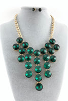 Elegant Crystal Necklace Green Stones | Fashion Jewellery Outlet | Fashion Jewellery Outlet