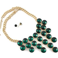 Elegant Crystal Necklace Green Stones | Fashion Jewellery Outlet | Fashion Jewellery Outlet