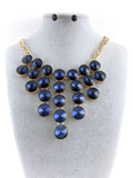 Elegant Crystal Necklace, Navy Blue Stones | Fashion Jewellery Outlet | Fashion Jewellery Outlet