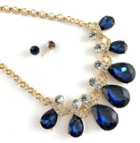 Elegant Teardrop Crystal Necklace Navy Blue | Fashion Jewellery Outlet | Fashion Jewellery Outlet