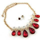 Elegant Teardrop Crystal Necklace, Burgundy | Fashion Jewellery Outlet | Fashion Jewellery Outlet