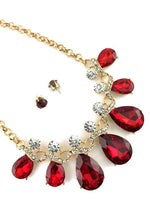 Elegant Teardrop Crystal Necklace, Burgundy | Fashion Jewellery Outlet | Fashion Jewellery Outlet