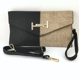 Tan and Black Clutch | Fashion Jewellery Outlet | Fashion Jewellery Outlet