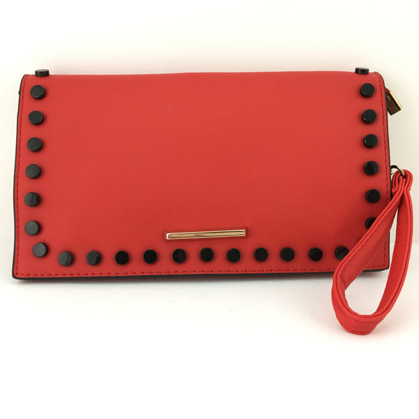 Red Clutch with Black Button | Fashion Jewellery Outlet | Fashion Jewellery Outlet