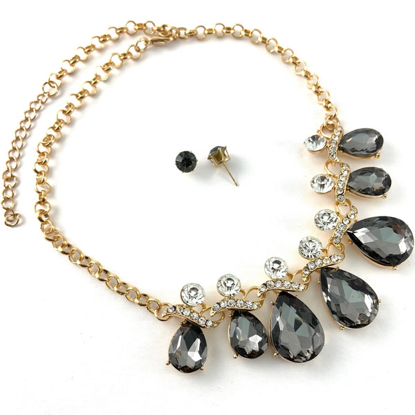 Elegant Teardrop Crystal Necklace | Fashion Jewellery Outlet | Fashion Jewellery Outlet