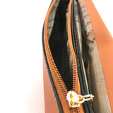 Tan Leather Clutch with Black Button | Fashion Jewellery Outlet | Fashion Jewellery Outlet
