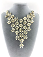 Flower Shape Silver with Ivory Necklace | Fashion Jewellery Outlet | Fashion Jewellery Outlet