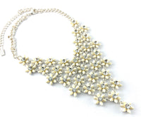 Flower Shape Silver with Ivory Necklace | Fashion Jewellery Outlet | Fashion Jewellery Outlet