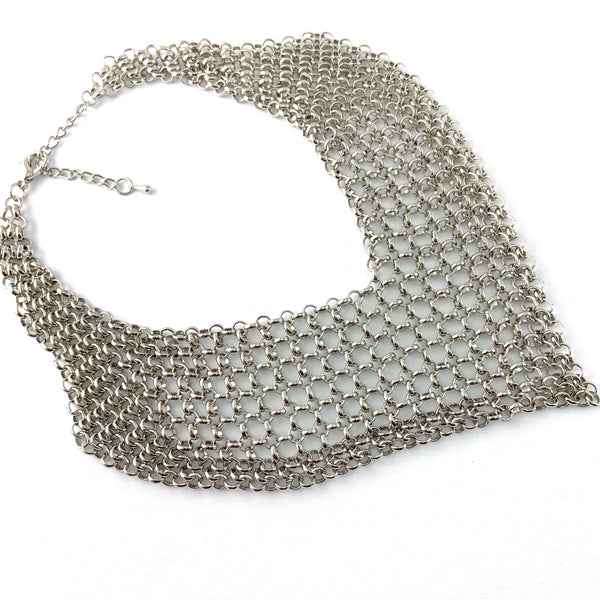 Silver Chainmaille Collar Necklace, Gold | Fashion Jewellery Outlet | Fashion Jewellery Outlet