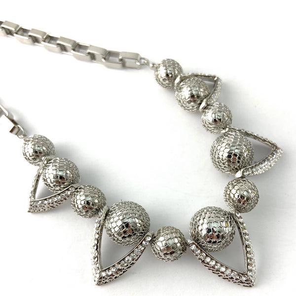 Filigree Ball Necklace with Crystals Silver | Fashion Jewellery Outlet | Fashion Jewellery Outlet