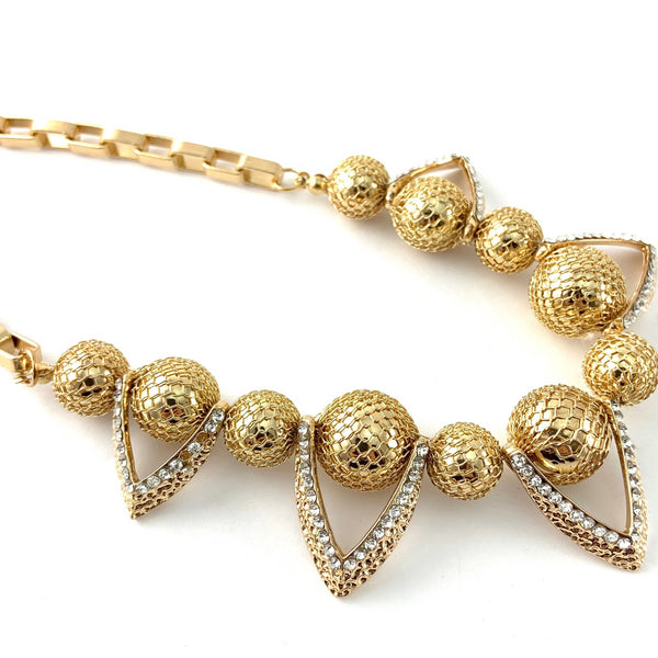 Filigree Ball Necklace with Crystals, Gold | Fashion Jewellery Outlet | Fashion Jewellery Outlet