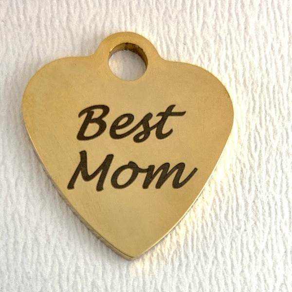 Best Mom Engraved Heart Charm | Fashion Jewellery Outlet | Fashion Jewellery Outlet