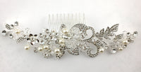 Silver Crystal and Pearl Hair Comb | Fashion Jewellery Outlet | Fashion Jewellery Outlet