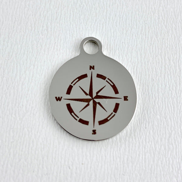 Compass Logo Laser Engraved Charm | Fashion Jewellery Outlet | Fashion Jewellery Outlet