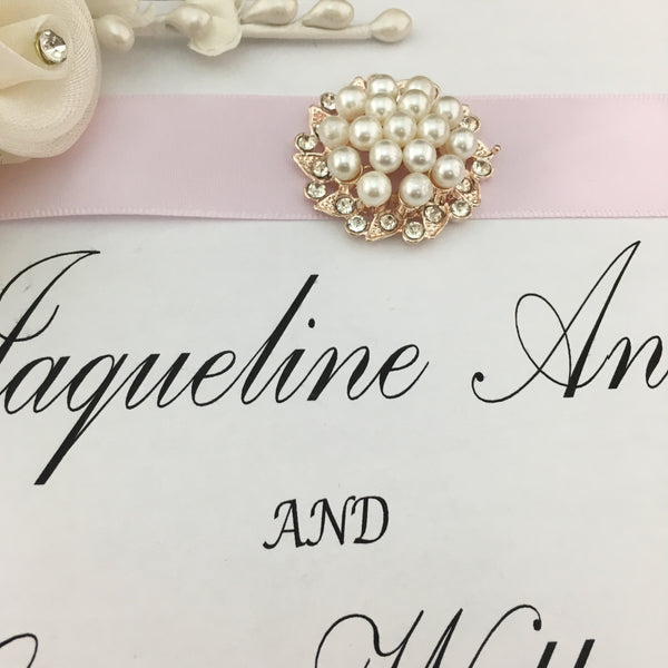 Rose Gold Invitation Buckle with Pearls | Fashion Jewellery Outlet | Fashion Jewellery Outlet