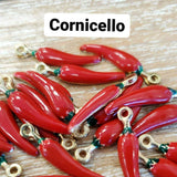 Red & Gold Alloy Enamel red cornicello Horn Charm | Fashion Jewellery Outlet | Fashion Jewellery Outlet