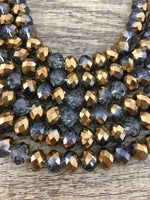 8mm Faceted Rondelle Half Coated Glass Bead | Fashion Jewellery Outlet | Fashion Jewellery Outlet