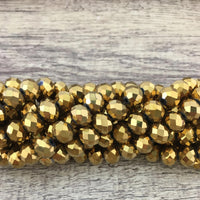 8mm Faceted Rondelle Metallic Gold Glass Bead | Fashion Jewellery Outlet | Fashion Jewellery Outlet