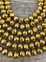 10mm Faceted Rondelle Gold Glass Bead | Fashion Jewellery Outlet | Fashion Jewellery Outlet