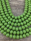 10mm Faceted Rondelle Olive Green Glass Bead| Fashion Jewellery Outlet | Fashion Jewellery Outlet