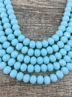 10mm Faceted Rondelle Opaque Blue Glass Bead| Fashion Jewellery Outlet | Fashion Jewellery Outlet
