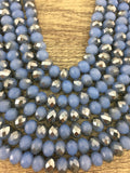 10mm Faceted Rondelle Blue & Grey Glass Bead| Fashion Jewellery Outlet | Fashion Jewellery Outlet