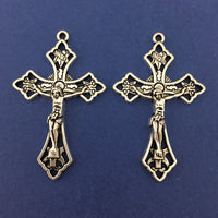 Alloy Silver Oxidized Crucifix Cross Charm | Fashion Jewellery Outlet | Fashion Jewellery Outlet