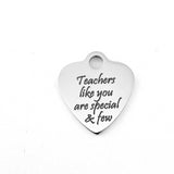 Teachers Laser Engraved Heart Charm | Fashion Jewellery Outlet | Fashion Jewellery Outlet