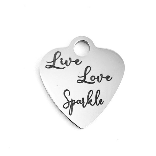Live Love Sparkle Laser Engraved Charm | Fashion Jewellery Outlet | Fashion Jewellery Outlet