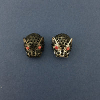 Alloy Silver Panther Head Beads | Fashion Jewellery Outlet | Fashion Jewellery Outlet