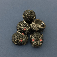 Alloy Gunmetal Panther Head Beads | Fashion Jewellery Outlet | Fashion Jewellery Outlet