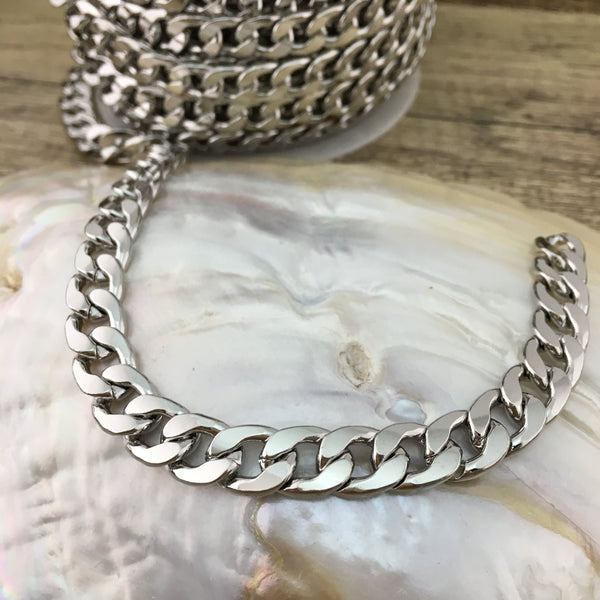 Silver Alloy Curb Flat Jewelry Chain | Fashion Jewellery Outlet | Fashion Jewellery Outlet