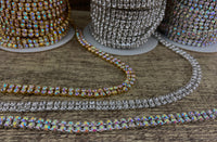 2 Row Gold Rhinestone Chain, AB Stones | Fashion Jewellery Outlet | Fashion Jewellery Outlet