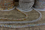 2 Row Silver Rhinestone Chain, Clear Stones | Fashion Jewellery Outlet | Fashion Jewellery Outlet