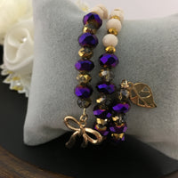Purple and Nude Memory Wire Bracelet | Fashion Jewellery Outlet | Fashion Jewellery Outlet
