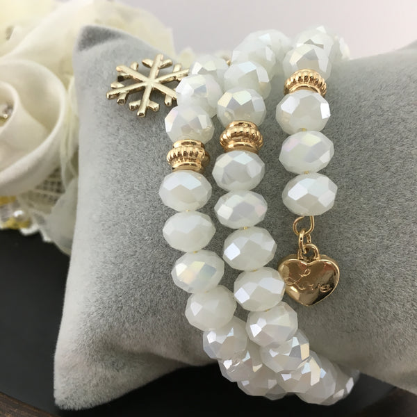 White and Gold Memory Wire Bracelet | Fashion Jewellery Outlet | Fashion Jewellery Outlet