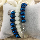 Blue and White Memory Wire Bracelet | Fashion Jewellery Outlet | Fashion Jewellery Outlet