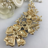 Gold with Blue Rhinestones Brooch Pin | Fashion Jewellery Outlet | Fashion Jewellery Outlet