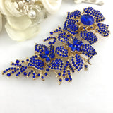 Gold with Blue Rhinestones Brooch Pin | Fashion Jewellery Outlet | Fashion Jewellery Outlet