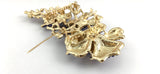 Gold with Blue Rhinestones Brooch Pin | Fashion Jewellery Outlet | Fashion Jewellery Outlet