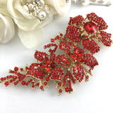 Gold with Red Rhinestones Brooch Pin | Fashion Jewellery Outlet | Fashion Jewellery Outlet