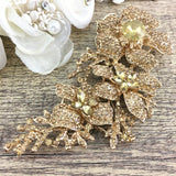 Gold with Gold Rhinestones Brooch Pin | Fashion Jewellery Outlet | Fashion Jewellery Outlet