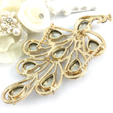 Gold Peacock Brooch Pin Clear Rhinestones | Fashion Jewellery Outlet | Fashion Jewellery Outlet