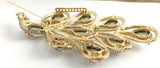 Gold Peacock Brooch Pin Clear Rhinestones | Fashion Jewellery Outlet | Fashion Jewellery Outlet