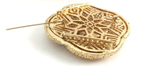 Gold Filigree Brooch Pin Blue Rhinestones | Fashion Jewellery Outlet | Fashion Jewellery Outlet