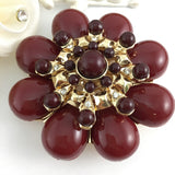 Flower Shape Burgundy Brooch Pin | Fashion Jewellery Outlet | Fashion Jewellery Outlet