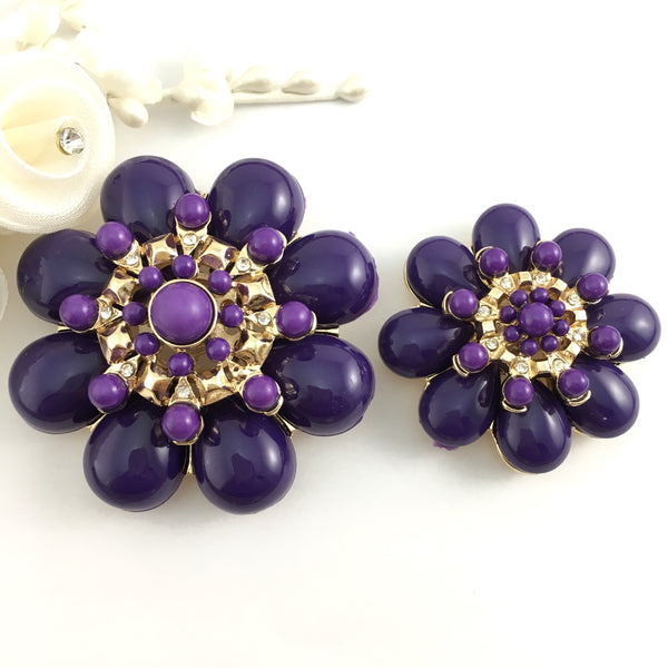 Flower Shape Purple Brooch Pin | Fashion Jewellery Outlet | Fashion Jewellery Outlet
