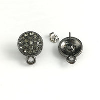 Gunmetal Earring Post with Black Stones | Fashion Jewellery Outlet | Fashion Jewellery Outlet