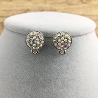Rhodium Earring Post with AB Stones | Fashion Jewellery Outlet | Fashion Jewellery Outlet