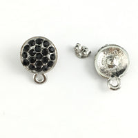Rhodium Earring Post with Jet Black Stones | Fashion Jewellery Outlet | Fashion Jewellery Outlet